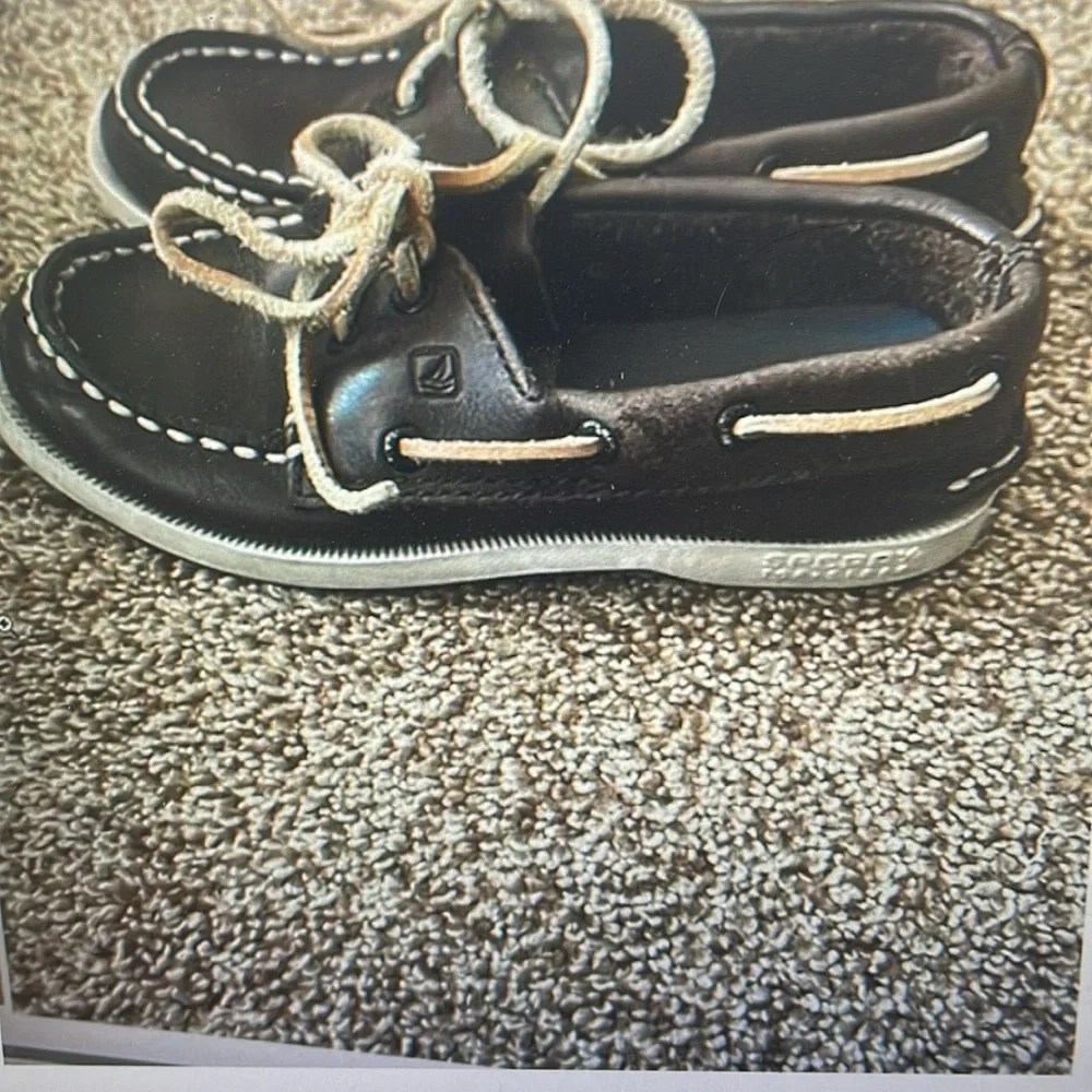 Toddler Sperry topsider brown leather slip on shoe 10